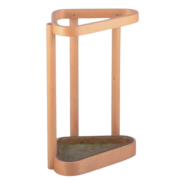 Umbrella Stand in Birch and Brass by Alvar Aalto for Artek, Finland, 1960s For Sale