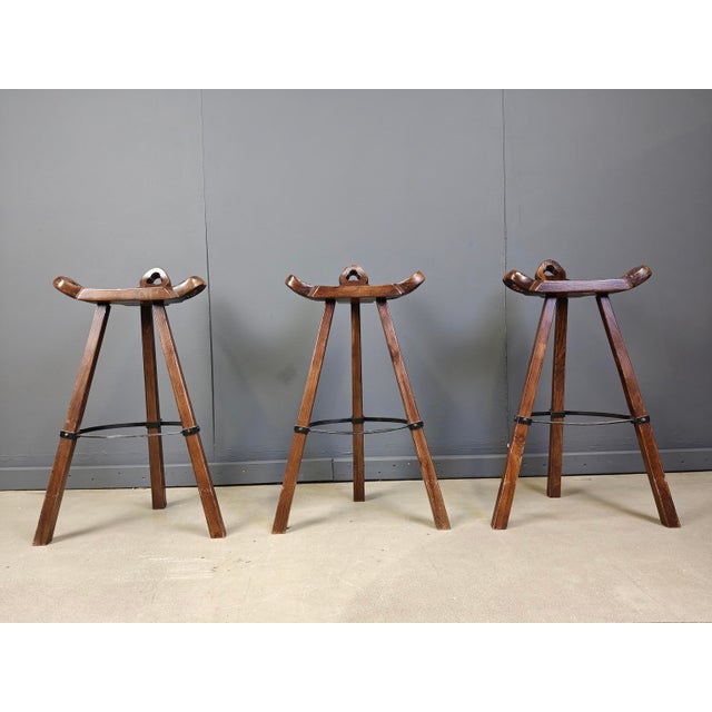 Mid-Century Modern Brutalist Bar Stools, 1960s, Set of 3 For Sale - Image 9 of 13
