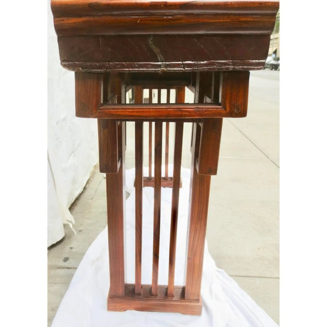 Chinese Elm Wood Altar Table. Tall, with a slide-through drawer to allow access from both sides and to be used as a...