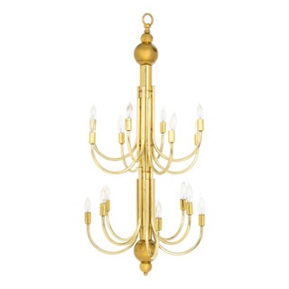 Brass 16-Branch Chandelier For Sale