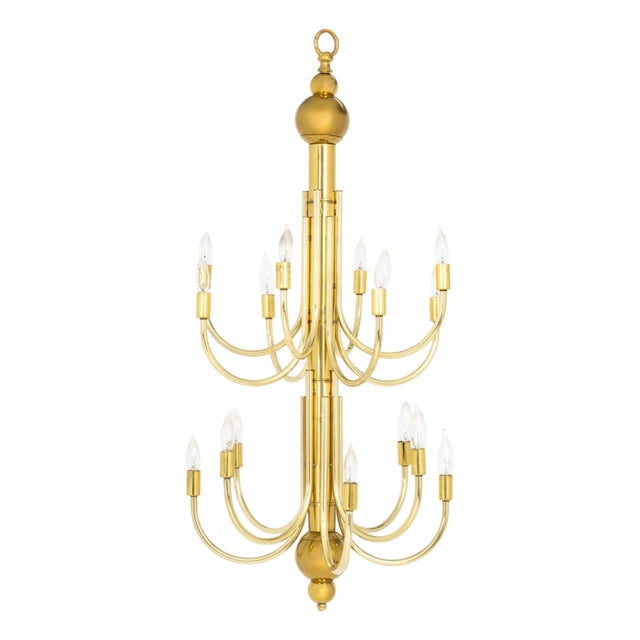 Brass 16-Branch Chandelier For Sale