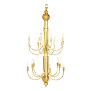 Mid-Century Modern Brass 16-Branch Chandelier For Sale