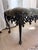 Vintage Hollywood Regency Tufted Velvet Bench With Ornate Metal Base For Sale - Image 4 of 12