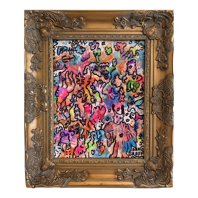 Fallen Angel by Serg Graff, Original Colorful Pop Art Painting, Contemporary Neo Expressionist Figurative Abstract, Signed Framed Artwork For Sale