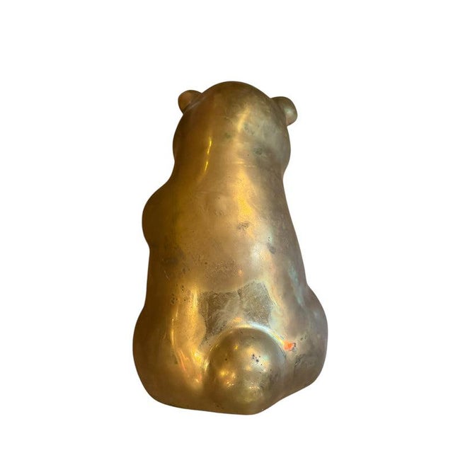 Mid 20th Century MCM Brass Panda Statue Figurine For Sale - Image 5 of 17