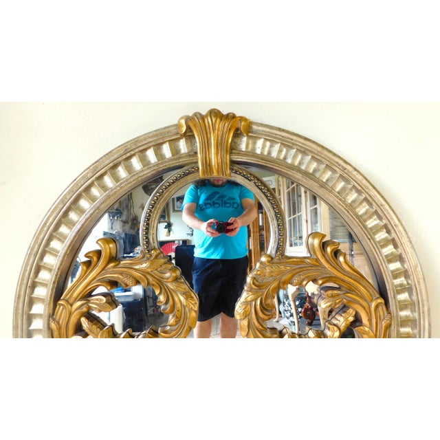 Large Scale Vintage Round Gold Sculptural Hanging Wall Mirror For Sale In West Palm - Image 6 of 13