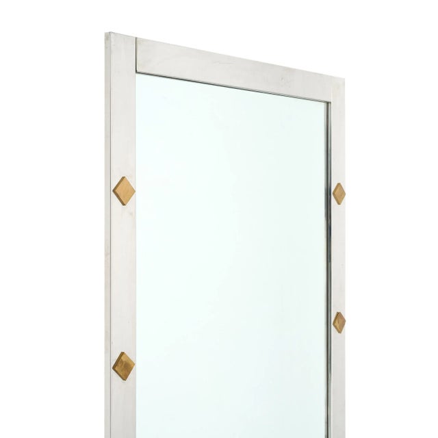 Modern French Modernist Chrome Mirror For Sale - Image 3 of 9