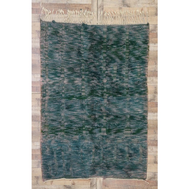 Teal Earthy Abstract Moroccan Rug - 05'07 X 07'09 For Sale - Image 8 of 9
