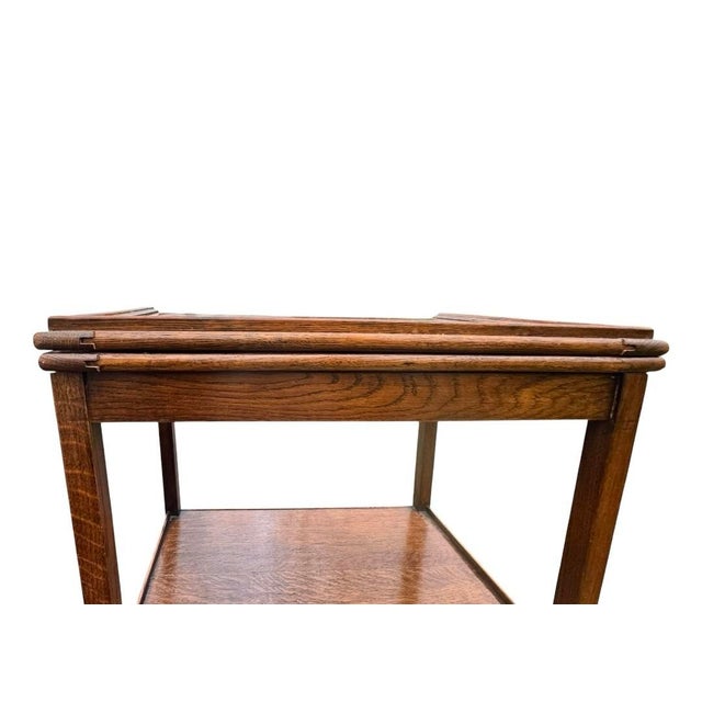 Edwardian Era Quarter Sawn Oak Convertible Bar Cart & Game Table, 1910s-1920s For Sale - Image 9 of 14