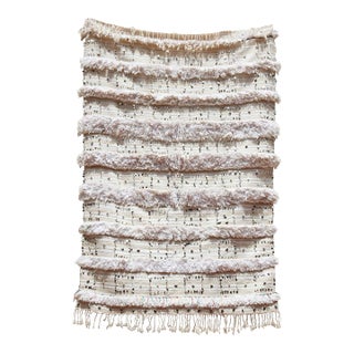 Vintage Moroccan Berber Shawl, Handwoven Wool, 1950s Bohemian Style For Sale