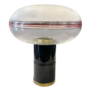 Italian Table Lamp in Murano Glass, Brass and Lacquered Metal, Italy, 1970s For Sale