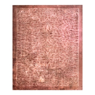 1930s Purple Mauve Foliate Handknotted Wool Carpet Antique Chinese Peking Rug 13' X 16'6" For Sale