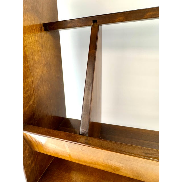 Vintage Mid-Century Modern Wood Bookcase With Brass-Capped Feet For Sale - Image 10 of 12