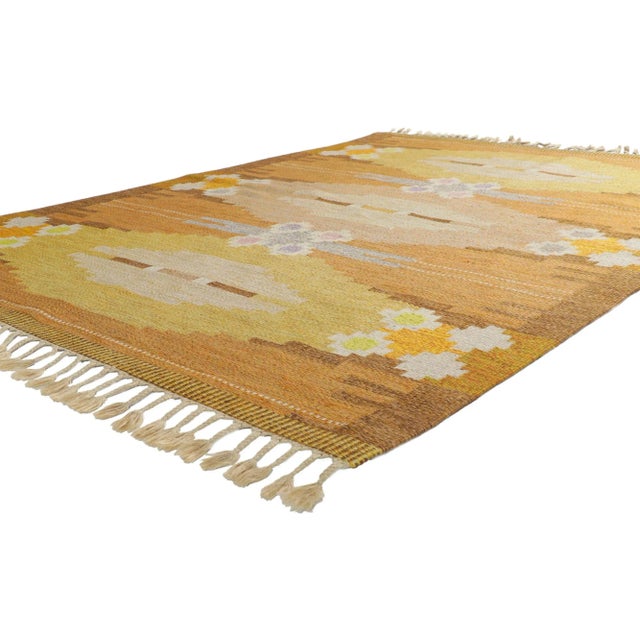 78247 Vintage Swedish Rollakan Rug by Ingegerd Silow, 05'06 x 07'09. With its Scandinavian Modern style, incredible detail...
