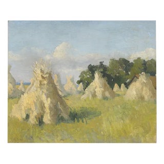 Landscape with Wall Posts, Oil on Canvas, 20th Century For Sale