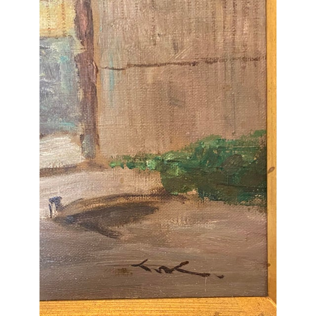 Vintage Japanese Framed Oil Painting of Street Scene - Signed For Sale - Image 4 of 8