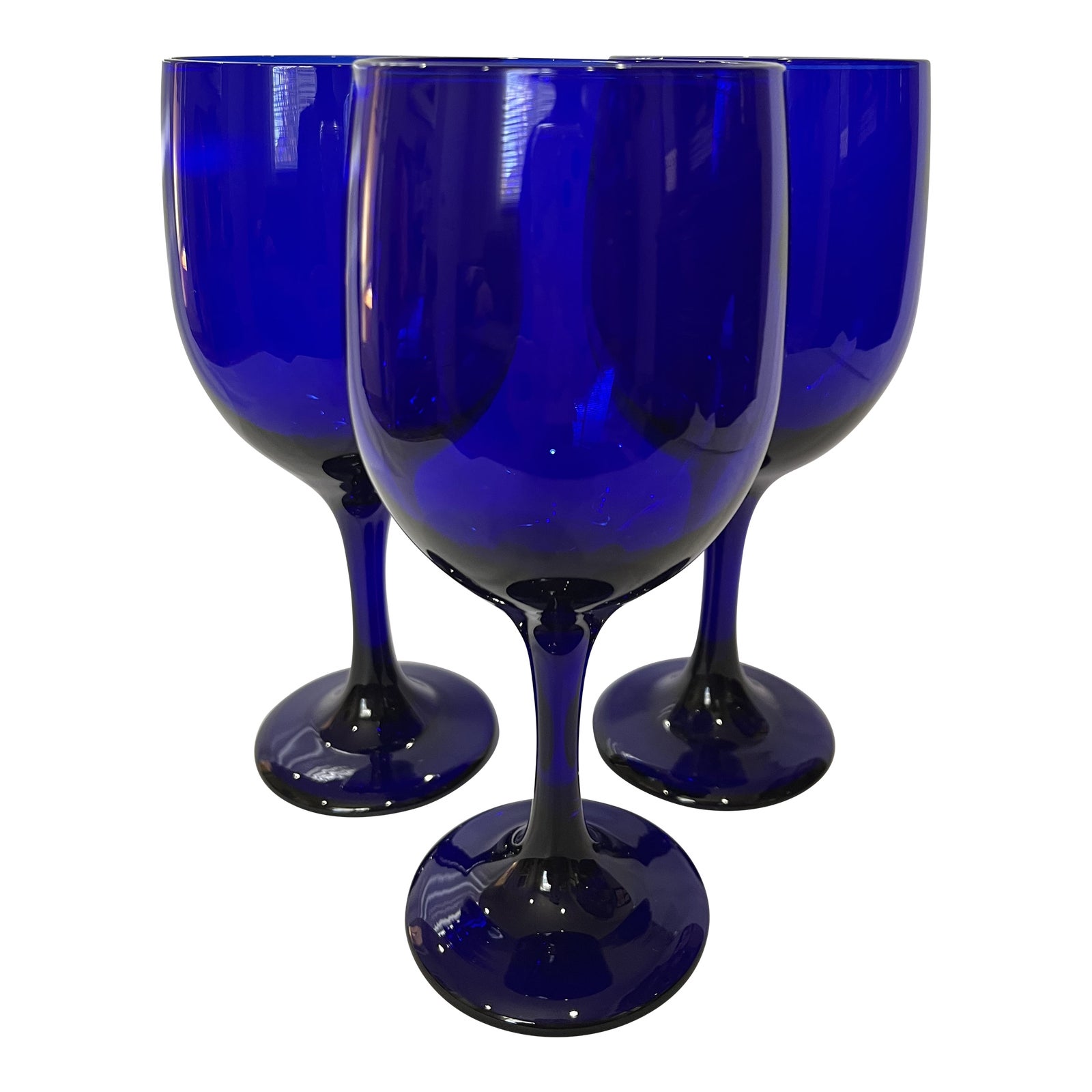 1980’s Vintage Libbey Cobalt Blue Wine Glasses Set of 3 Chairish