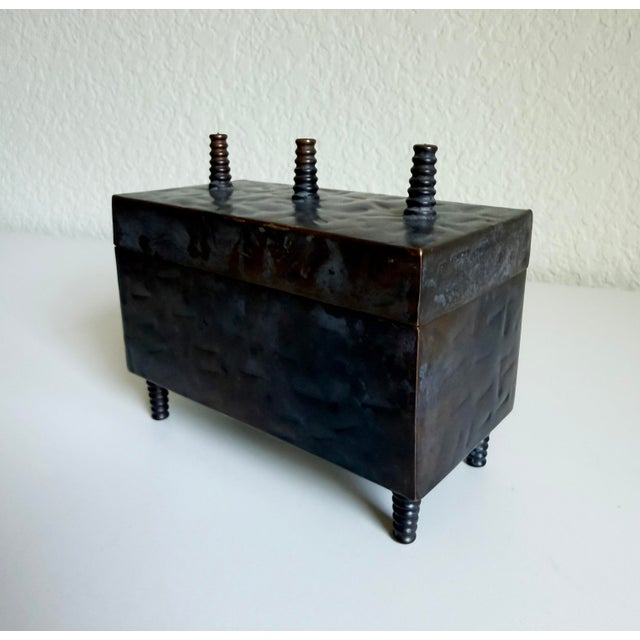Late 20th Century Postmodern Hammered Copper Box For Sale In Sacramento - Image 6 of 8