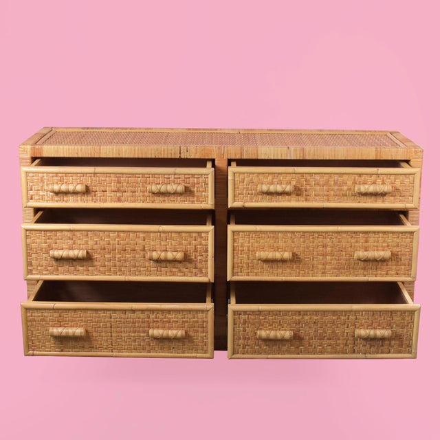 Late 20th Century Danny Ho Fong Style Rattan Wrapped Dresser For Sale - Image 5 of 8