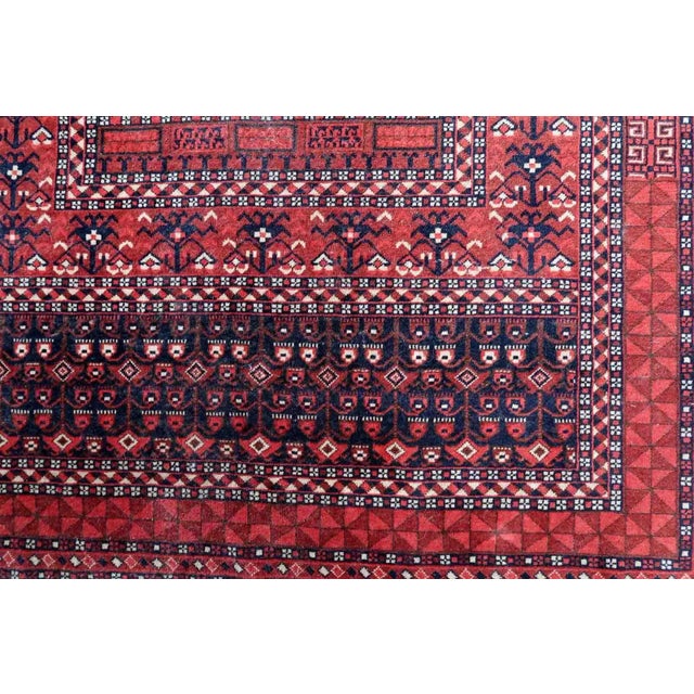 1960s Handmade Vintage Turkmen Hachli Rug 4.6' X 7.2' For Sale - Image 11 of 13