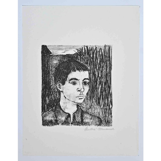 Andre Minaux, Portrait, Original Lithograph, Mid-20th-Century For Sale - Image 3 of 3