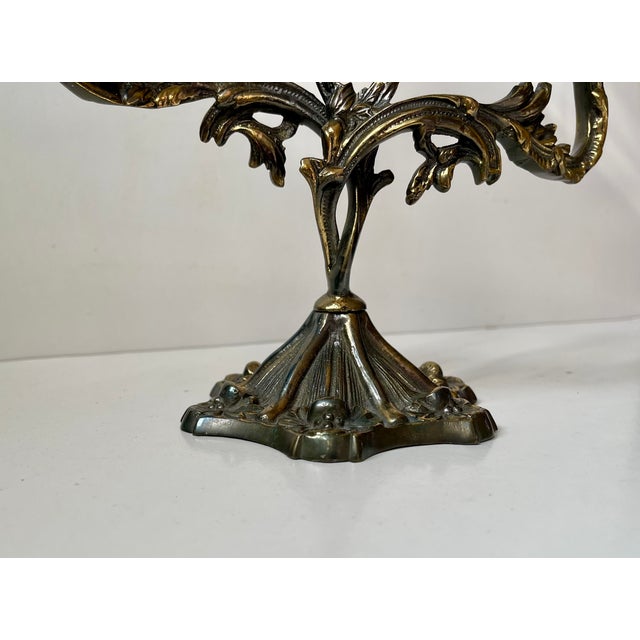 Baroque Baroque Italian Candelabra in Brass, 1970s For Sale - Image 3 of 8