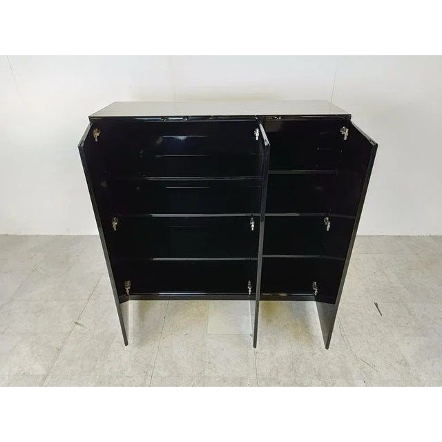 Contemporary Black Lacquered Bar Cabinet, 1970s For Sale - Image 3 of 9