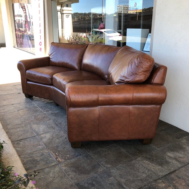 Custom Curved Leather Sofa By Omnia Leather Chairish