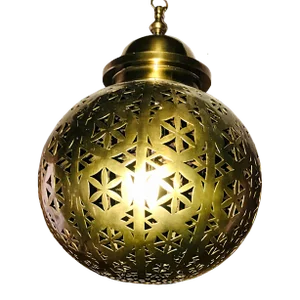 1970s Moroccan Brass Ball Chandelier With Embossed Patterns and Warm Glow