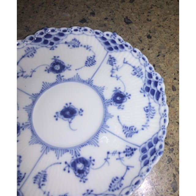 Ceramic 1980s Royal Copenhagen Blue Fluted Half Lace Cup & Saucer 1035 For Sale - Image 7 of 9