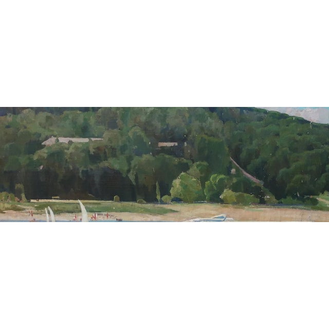 River Painting Landscape Antique Oil Painting Original Soviet Art Ukrainian Artist Unknown 107-298 1970s For Sale - Image 6 of 6