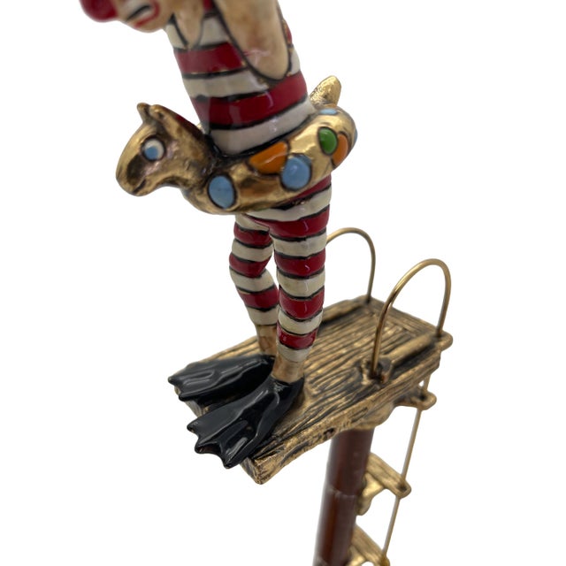 Gold Signed Ronald A. Lee 24k Gold-Plated Clown High Diver Sculpture on Onyx Base, 1983 For Sale - Image 8 of 12