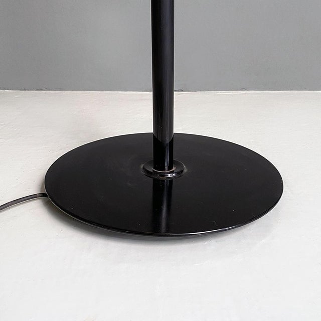 Italian Postmodern Black Metal Floor Lamp with White Metal Lampshade, 1980s For Sale - Image 12 of 14