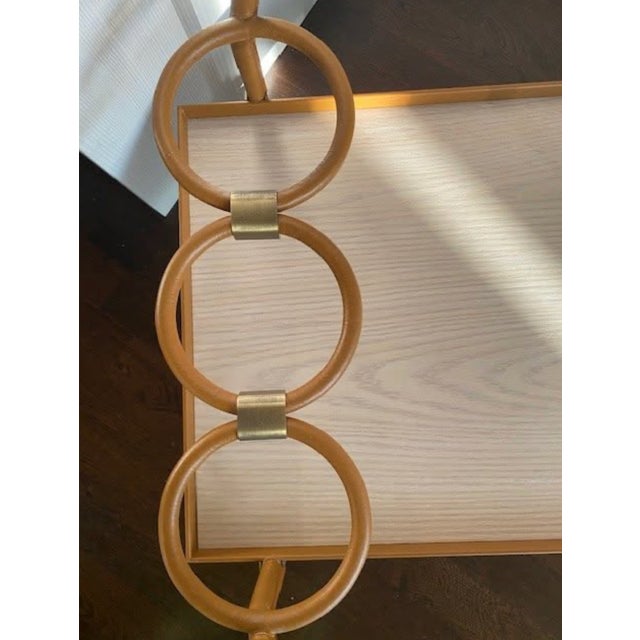 Mid-Century Modern Brand New Arteriors Home Sanders Leather & Blonde Oak Bar Cart For Sale - Image 3 of 6