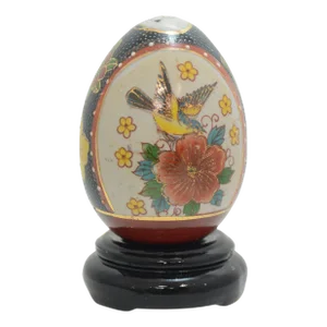 Hand Painted Japanese Ceramic Egg W/Stand