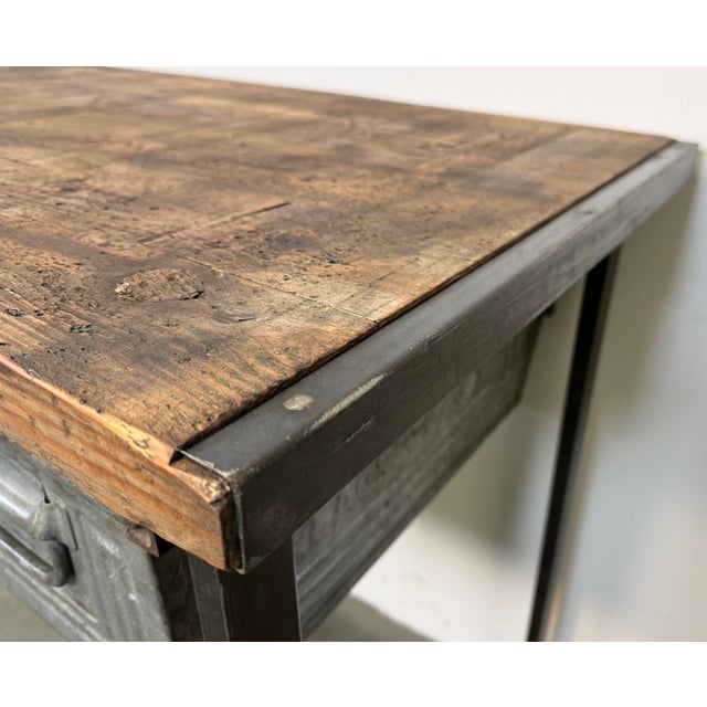 Industrial Worktable with Three Iron Drawers, 1960s For Sale - Image 16 of 18