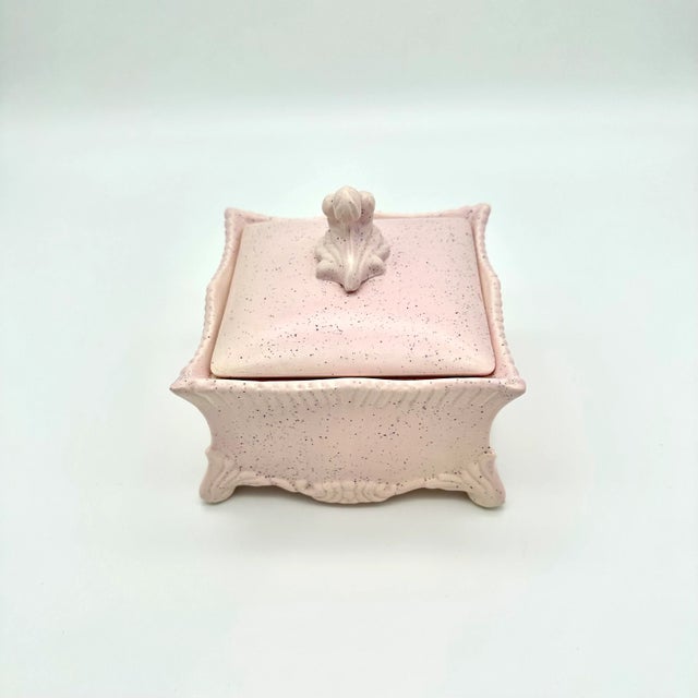 Vintage Victorian Style Pink Ceramic Trinket Box For Sale - Image 4 of 9