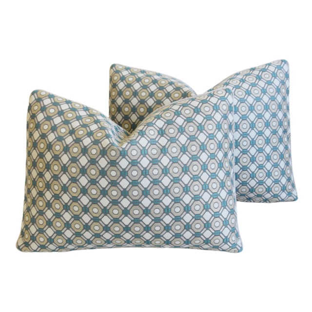 Pindler & Pindler Contemporary Modern Hexagon Feather/Down Pillows 22" X 16" - Pair For Sale - Image 4 of 6