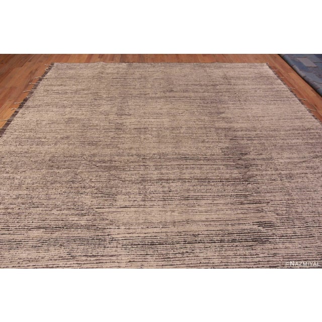 Modern Contemporary Handmade Cream Brown Wool Minimalist Area Rug, Country of origin: Central Asia, Circa date: Modern...