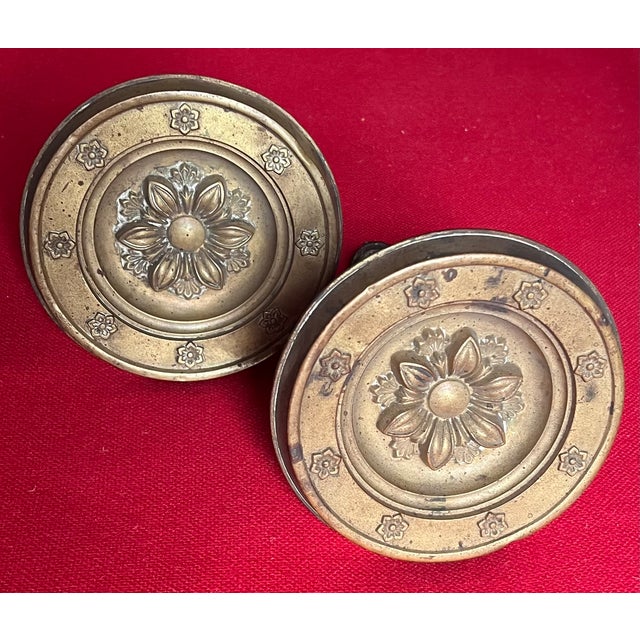 Large Antique 19th Century American Federal Empire Spun Brass Classical Drapery Tie Backs - A Pair For Sale - Image 13 of 16