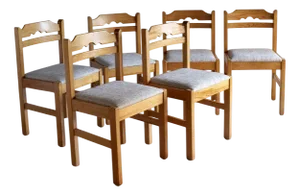 Minimalist Pine Dining Chairs, Sweden, 1960s, Set of 6