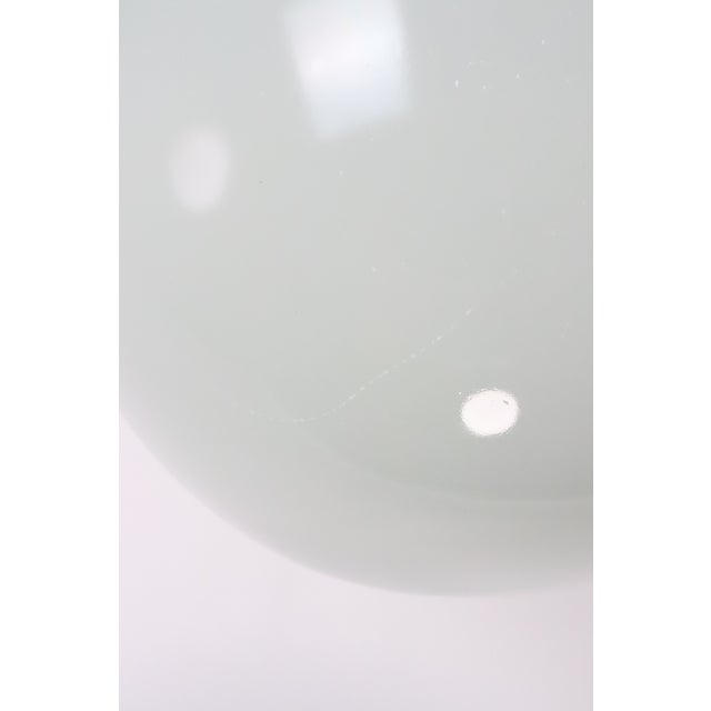 Late 20th Century Restored Modern White Fluted Milk Glass Dish Pendant Light For Sale - Image 10 of 11