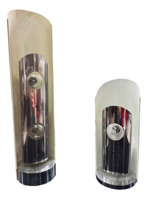 Chrome and White Tronconi Table Lamps, 1970s-1980s, Set of 2
