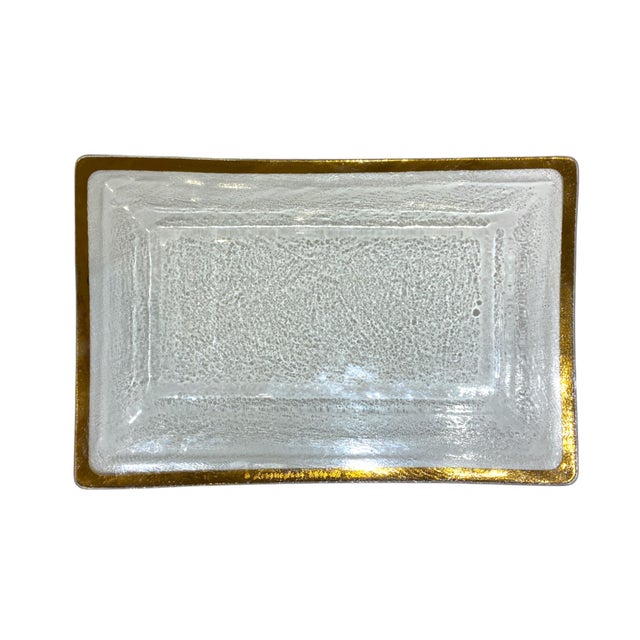 Extra-Large Annieglass Roman Antique Gold Trim Glass Tray For Sale - Image 11 of 12