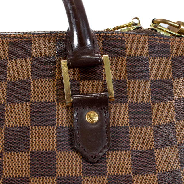 Louis Vuitton Damier Ebene Brown Canvas Ribera Gm Satchel Weekender Handbag For Sale - Image 10 of 13