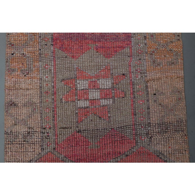 1970s Vintage Turkish Oushak Handmade Wool Cotton Pink Runner Rug For Sale - Image 9 of 11