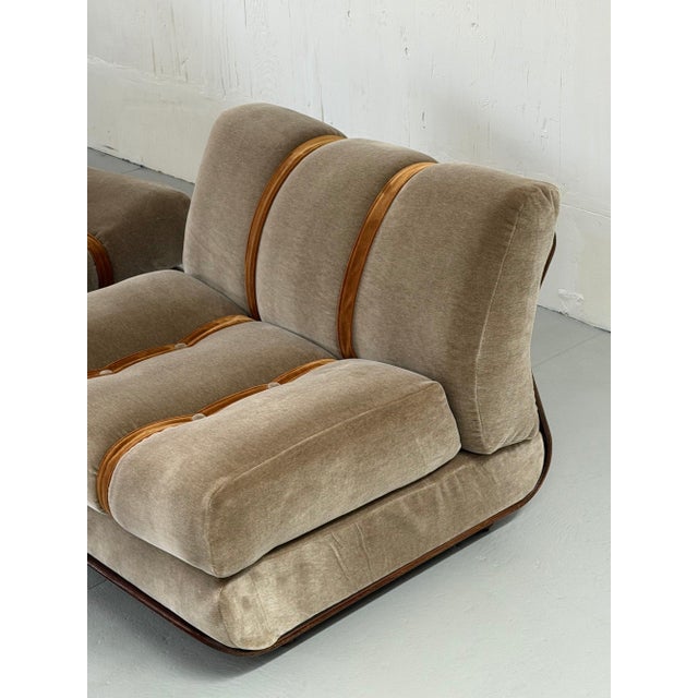 1970s Italian Bentwood Lounge Chair in Two-Tone Mohair For Sale In Los Angeles - Image 6 of 7