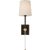 Metal Julie Neill for Visual Comfort Signature Lucia 21" Cordless Sconce in Matte Black and Crystal with Linen Shade For Sale - Image 7 of 13