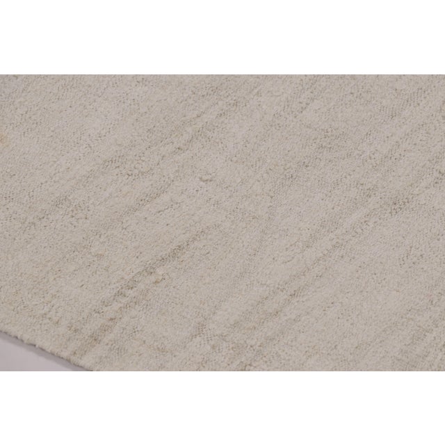 Traditional Vintage Turkish Kilim Runner Rug in Solid White Tone-on-Tone - Rug & Kilim For Sale - Image 3 of 6