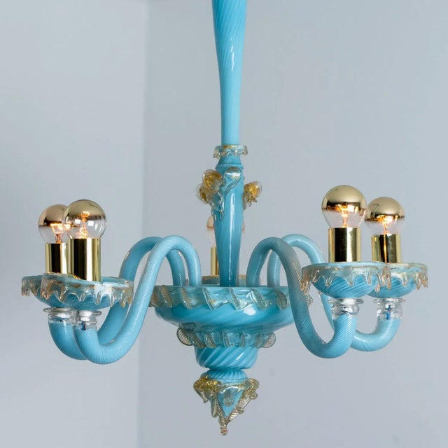 Metal Vintage Italian Chandelier by Barovier & Toso, 1969 For Sale - Image 7 of 13